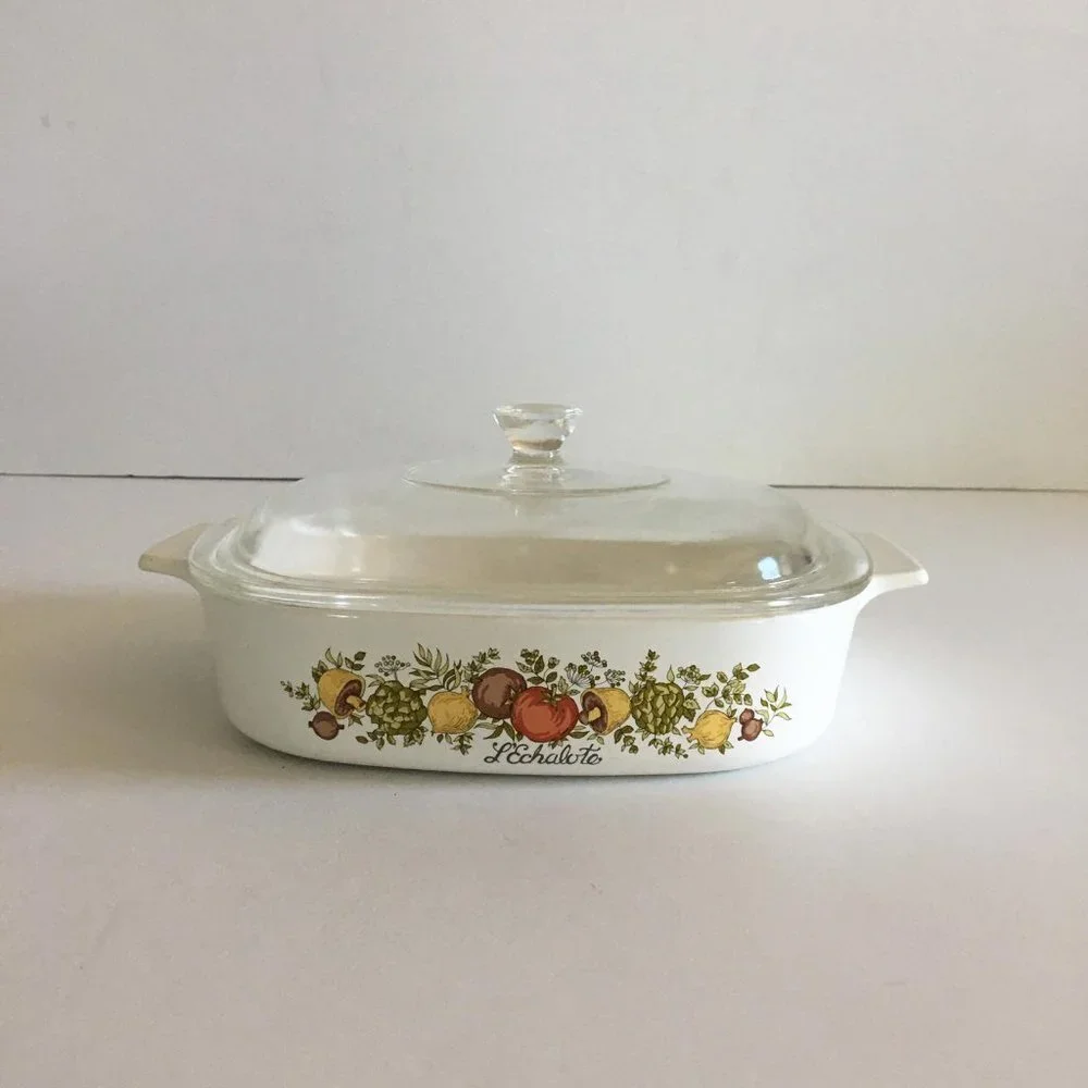 Vintage Corning Ware Spice of Life Baking Dish A-8-B with Lid - 1970s